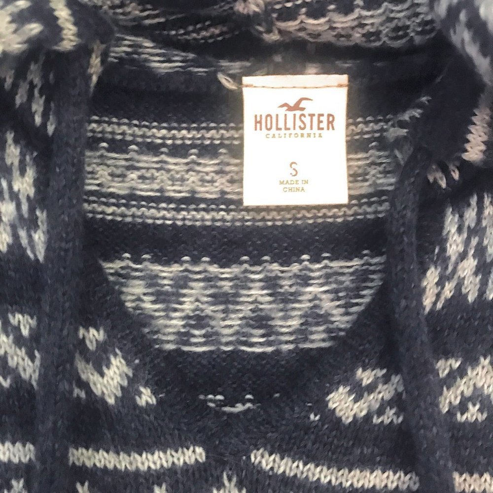 Hollister Navy Gray Fairisle Hoodie - Size S - Picture 3 of 7